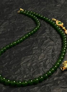 新中式原创设计国风项链祖母绿圆珠一款多戴复古可拆卸编织手链女