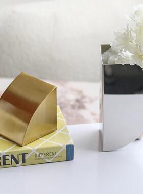 创意金属花器摆件玄关书房办公室卧室样板间桌面两用花瓶书挡饰品