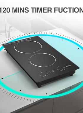 竖式110V/220V双头电磁炉嵌入式电陶炉大功率双灶台式外贸英文版