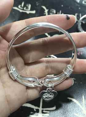 正品纯银手工99纯银手炼女性，9手工定制固体平风格，银雪花银手