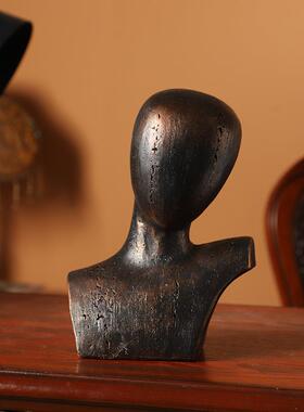 北欧创意白色人头像摆件高级感家居玄关电视柜装饰品人物摆设轻奢