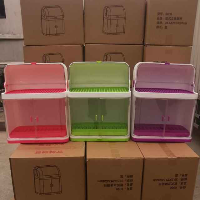 Kitchen bowl rack bowl and chopstick storage box put bowl drain with lid drain bowl box dish storage rack plastic cupboard household use