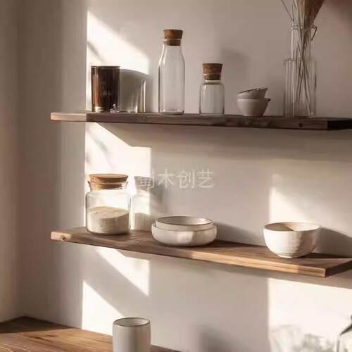 南美胡桃桌面板实木壁挂式酒吧悬挂存储架一字壁挂式新型中国实木 - 图3