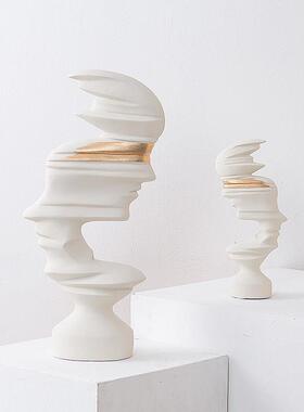 北欧创意抽象艺术人脸雕塑摆件客厅电视柜家居样板间艺术工艺品