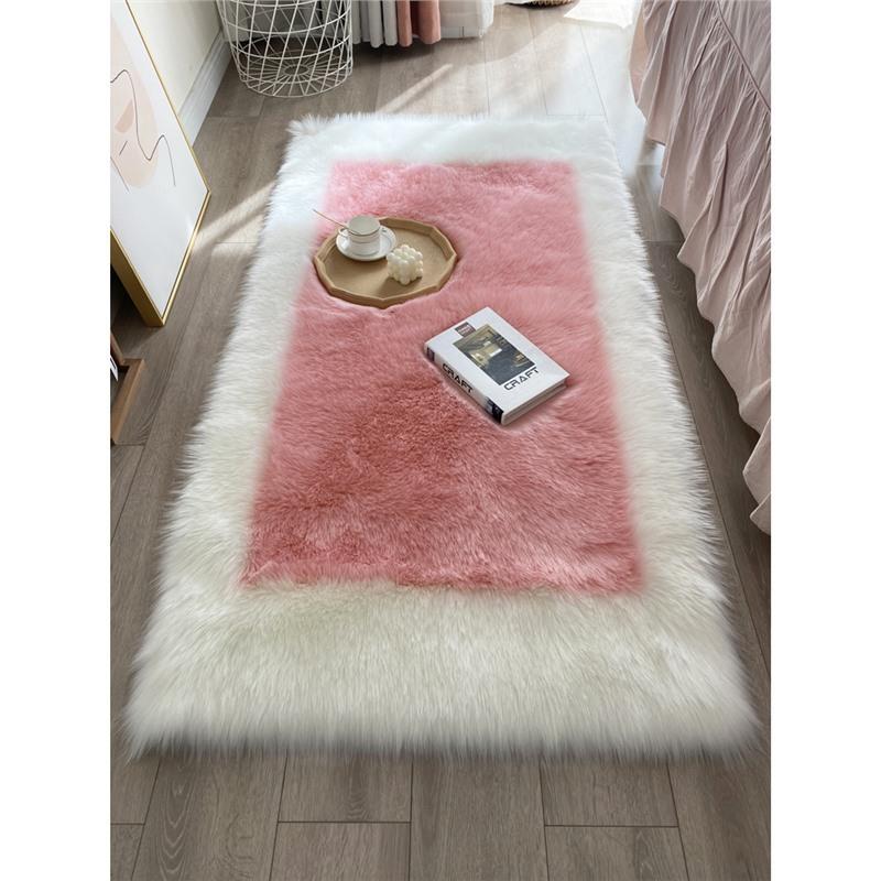 Back-shaped imitation wool thickened bedroom bedside carpet new simple fashion bay window long hair mat living room coffee table carpet