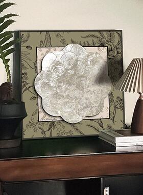 法式复古软装中古风挂画高级感客厅玄关装饰画入户进门立体贝壳画