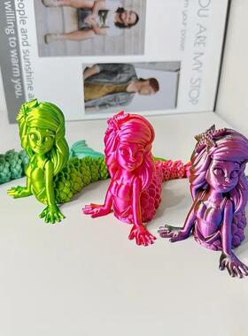 跨境3d打印美人鱼彷真关节可活动可爱摆摊夜市创意模型玩具摆件
