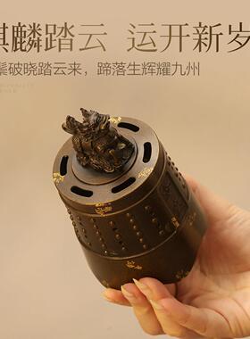 香炉纯铜瑞麟编钟炉家用室内香薰炉沉香盘香炉中式复古熏香炉摆件
