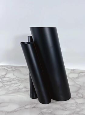 现代家居约线条造型黑色异形花瓶样板房客厅书房办公桌面饰品