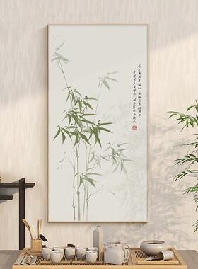 新中式玄关装饰画原木风入户正对门走廊过道竹子挂画寓意禅意壁画