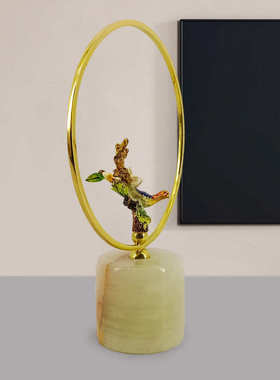 网红爆款北欧黄铜客厅玄关摆设品简约现代玉石装饰品创意家居摆件