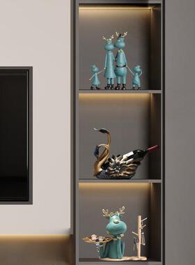 一家四口家居摆饰客厅酒柜装饰品高级感礼盒礼物乔迁新居三口之家