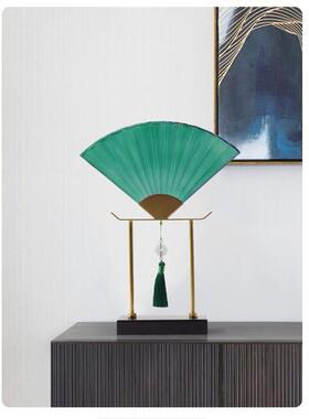 新中式摆件中式酒柜家居饰品装饰品家庭客厅家里软装扇形玄关摆设