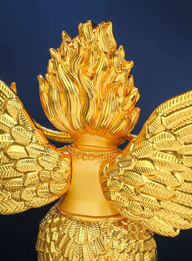 金翅大鹏鸟佛像摆件喇荣同款4寸全鎏金莲花座护法佛像大鹏金翅鸟