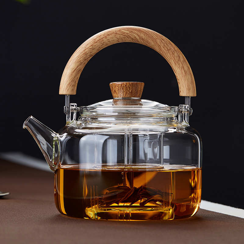 新羽蒸煮两用大容量煮茶器磁吸式提梁壶耐高温玻璃加厚分离蒸茶壶 - 图0