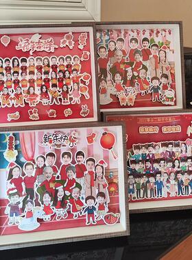 木质简约风格10寸长方形幼儿园相框 创意立体照片相框 定制幼儿园