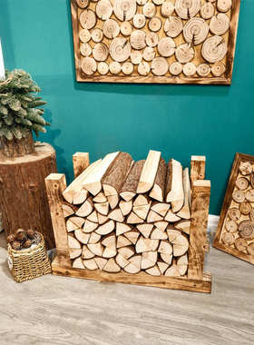 香杉木柴装饰原木壁炉取暖木头背景墙客厅装饰民宿木材摆件篝火木