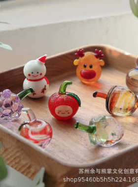 出口级别纯手工琉璃大摆件水果摆件 琉璃瓶塞 玻璃工艺品圣诞摆件