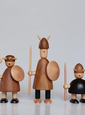 维京人 北欧家居装饰摆件设计师样板间木偶客厅桌面木质创意礼物