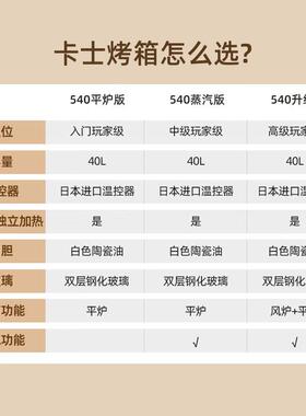 卡士540风炉烤箱蒸汽喷雾烘焙专用40升微蒸汽小型家用发酵电烤箱