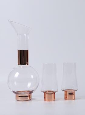 简约现斜嘴酒具玻璃酒杯样板房间家居吧台酒柜醒酒器餐桌面摆件