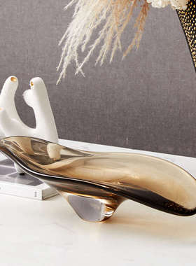 黑色点金陶瓷花瓶设计感轻奢创意玻璃果盘样板间客厅茶几摆件高级