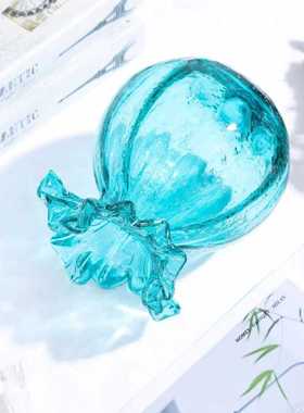 手工吹制玻璃芬顿花瓶高级感轻奢创意插花摆件家居装饰品琉璃摆件