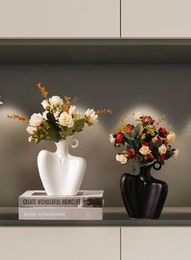 轻奢彷真花花瓶摆件玄关酒柜客厅高级感客厅电视柜家居装饰品