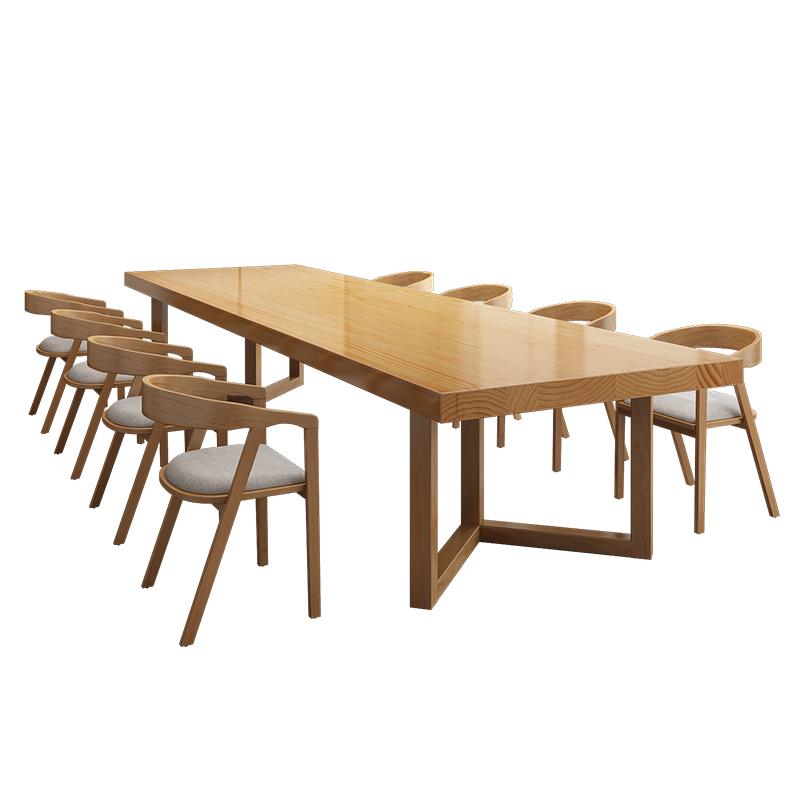 会议桌长桌全实木大型办公桌大桌子工作台会客洽谈桌椅组合简约风 - 图2