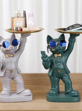 024-06-2跨境新款酷猫居室客厅摆件办公脂玄关桌面装饰品树家工艺