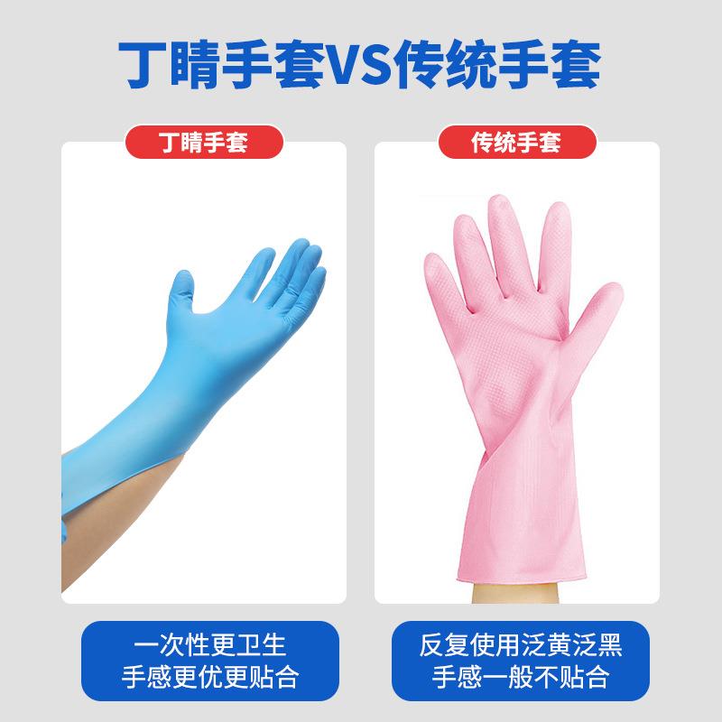 橡胶手套化学实验室手套蓝色耐穿刺检查手套一次性丁晴胶乳手套 - 图2