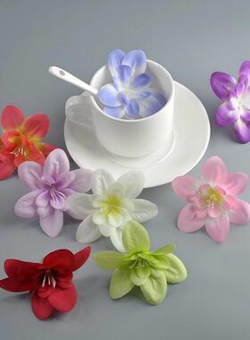 香雪兰装饰绢花仿真兰花摆盘洋兰火锅摆盘绢布假花 diy簪花头饰