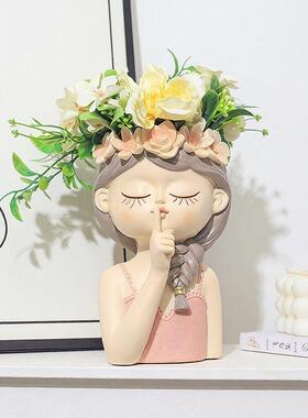 简约桌面仙女树脂花盆装饰摆件