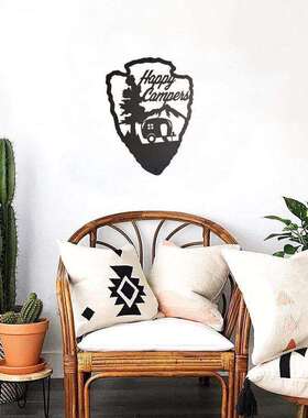 快乐露营者金属艺术标志 14.25 英寸高金属墙艺术跨境电商爆款