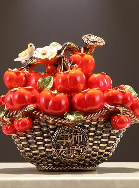 柿柿如意柿子摆件乔迁新居入伙之喜礼物装饰品客厅玄关酒柜电视柜