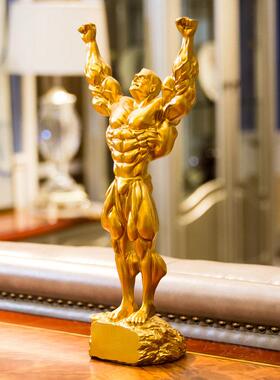 健美比赛创意礼品刻字拳王肌肉男大力士雕塑奖杯摆设健身房装饰