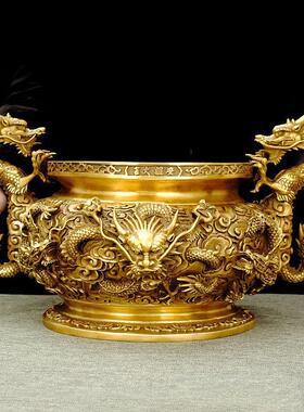 铜香炉九龙WIO鼎摆件大祠号居家用厅薰炉室内客式佛堂堂双龙聚中