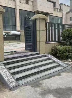 入户踏步板材地雕石石雕祥云青石台阶古建别墅庭院仿古防滑花岗岩