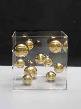 现代简约方形透明亚克力罩球摆件客厅样板房售楼处装饰品桌面摆设