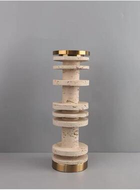 防洞石烛台黑色摆件欧式工艺品样板间桌面售楼处主人房装饰摆件