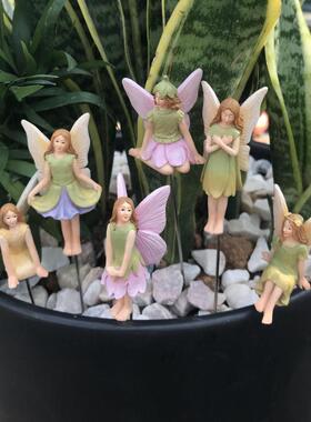 新款直销亚马逊跨境新品树脂工艺品花仙子插件套装家居花园微景观