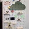 Yun PDK hanging board storage rack entrance entrance wall round upper half-shaped hole board surface storage rack partition solid wall wood