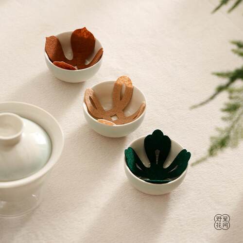 野里花间【芳絮】毛毡杯隔防滑防磕碰茶杯垫可携式功夫茶具收纳配 - 图3