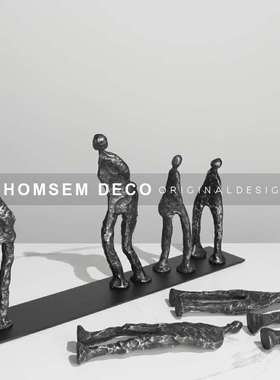 现代轻奢磁吸抽象人物雕塑摆件软装饰品样板房间售楼处玄关柜摆设