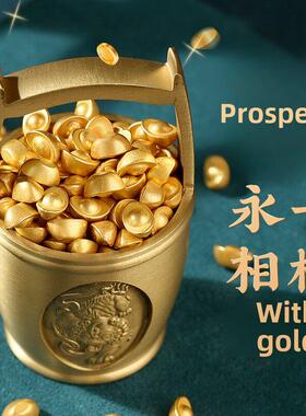 沙金小元宝摆件实心铜元宝聚宝盆装饰铜米缸聚宝盆客厅办公室礼品