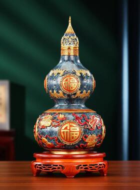 彩铜葫芦摆件开 口福禄吉祥物家居客厅玄关办公室开 业乔迁礼物礼