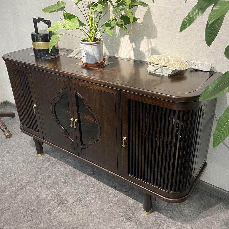 新中式餐柜乌金玄关现代简约客厅实木装饰隔断靠墙碗盘柜储物家用,淘宝优惠券,粉丝福利购,淘宝优惠卷