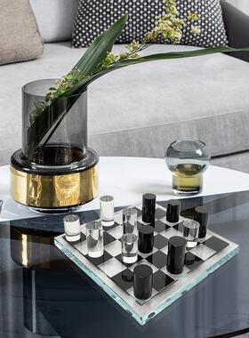 北欧轻奢大理石桌面棋盘摆件创意简约售楼处摆设茶几酒柜装饰品
