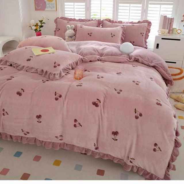 Winter Thickened Milk Fleece Four-Piece Set Warm Coral Flannel Bedding Cover Double-Side Fleece Bedding