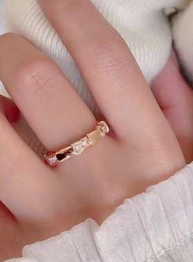 公价3.16万】99新宝格丽玫瑰金半钻蛇骨戒指AN857896正品二手